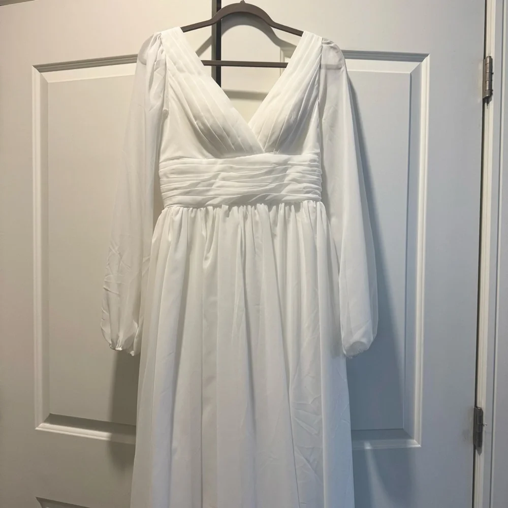 NWOT Boho White Long Sleeve Dress - Picture 1 of 5
